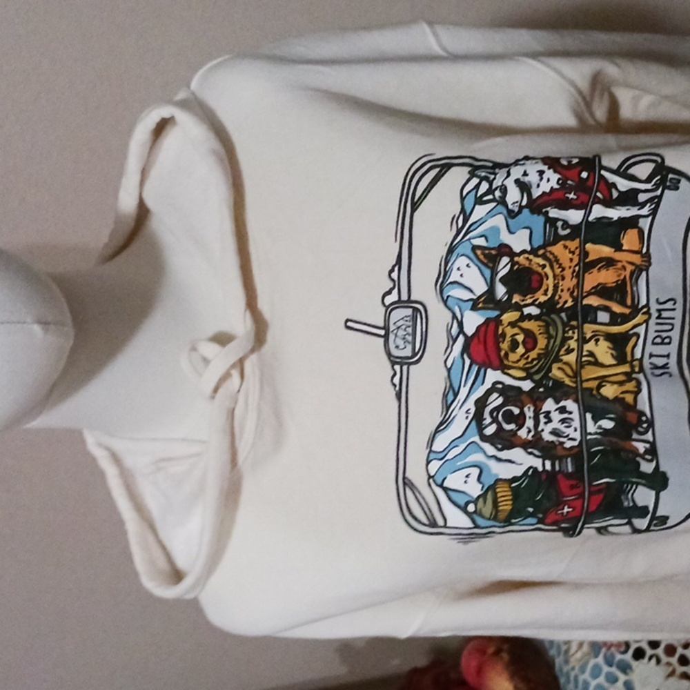 Wild Tribute- Ski Bums Women's Cream Graphic Hoodie - Picture 4 of 13